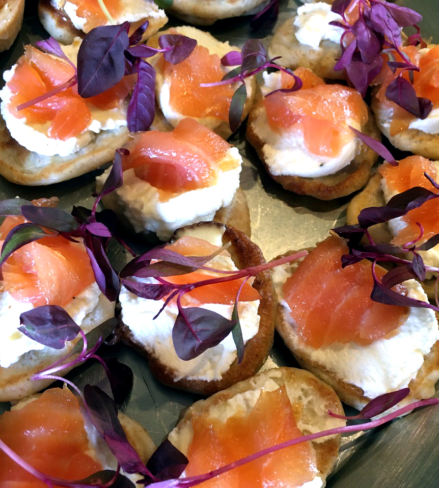 smoked salmon blinis from lynn hilditch catering